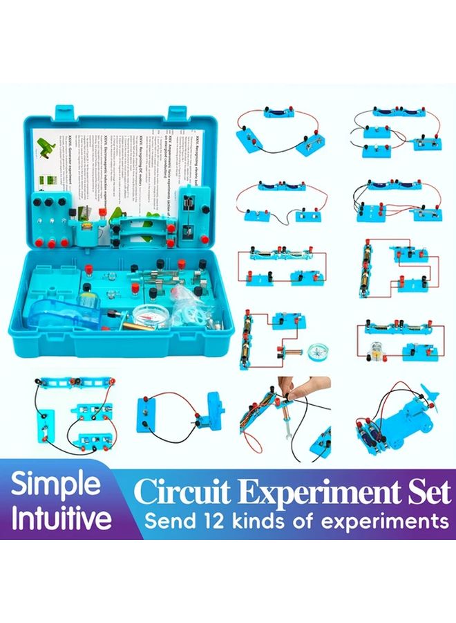 STEM Physics Experiment Kit with LED Board Motor Fan Compass Educational Science Lab Supplies Blue - Image 3
